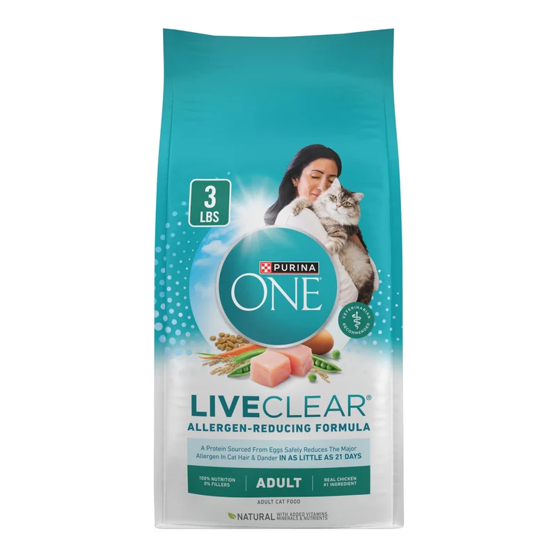 Purina ONE LiveClear — Croquettes pour chats réduisant les allergènes, poulet en premier ingrédient, sac de 1,36 kg