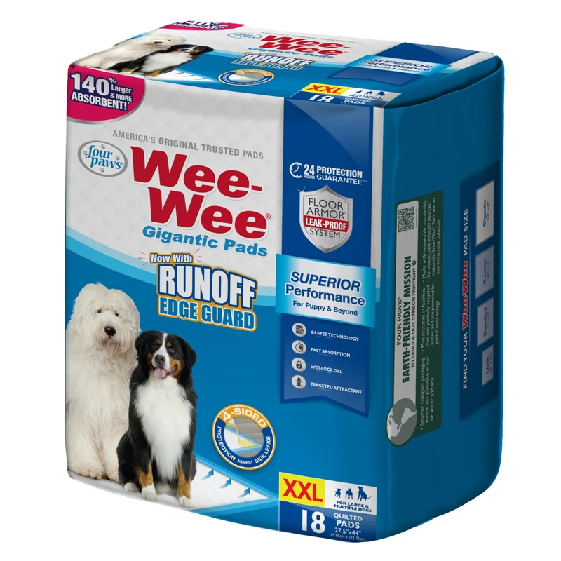 Four Paws Wee-Wee Tapis XXL 27,5 x 44 pouces – Barrière anti-fuite et attirant