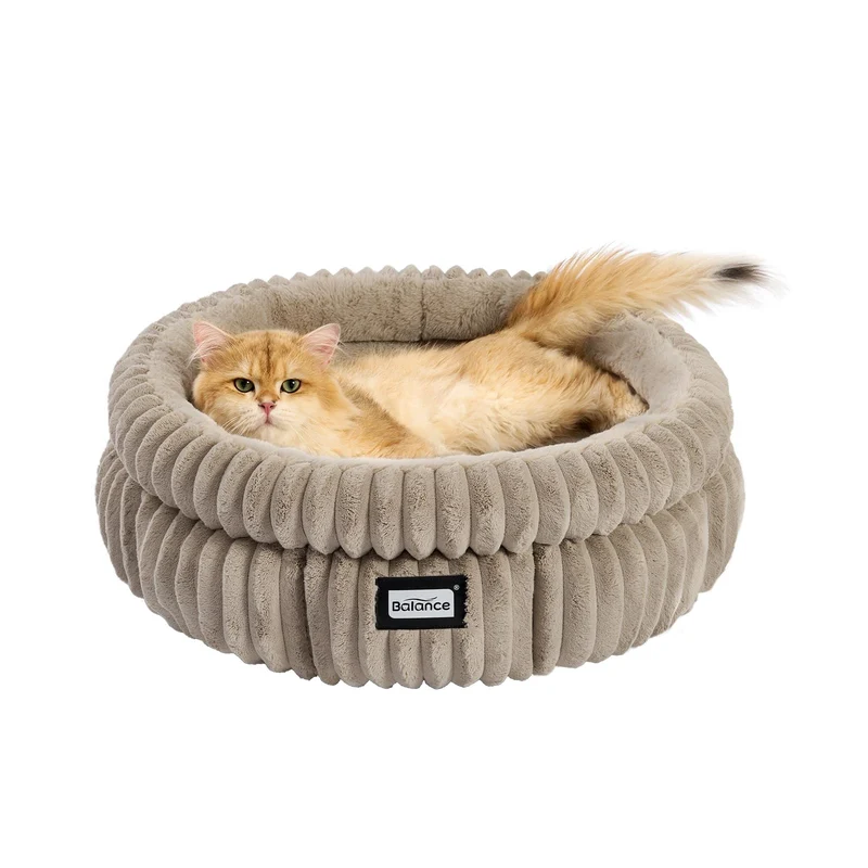 BALANCE - Lit rond pour chat et chaton, base antidérapante et coussin lavable
