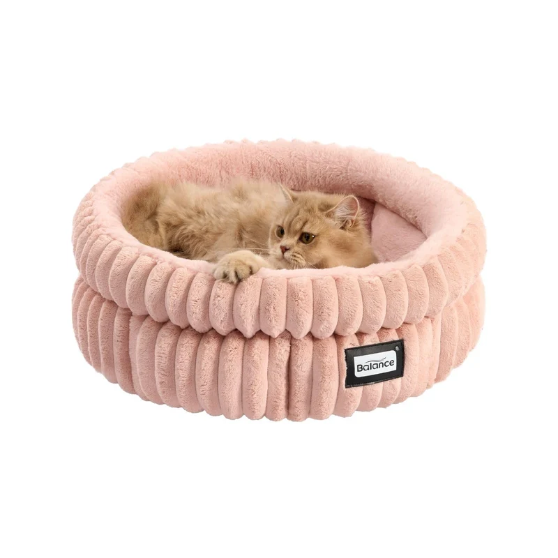 BALANCE – Nid rond BALANCE pour chaton et chat, peluche douce, fond anti-dérapant
