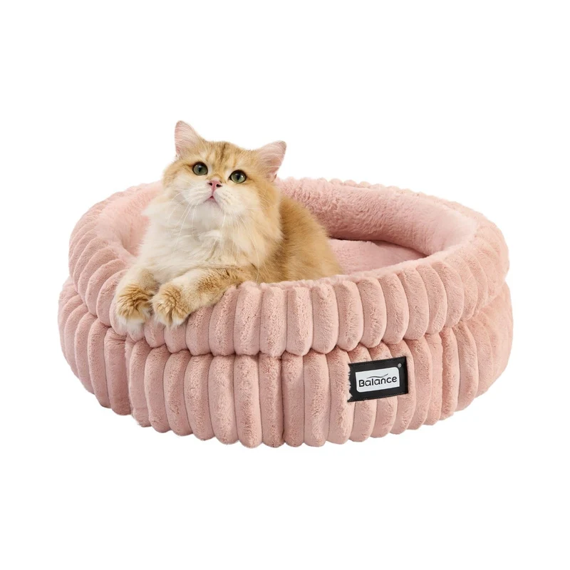 BALANCE Lit pour chat et chaton rond — Panier douillet, lavable et anti-dérapant