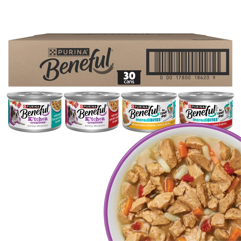 Ensemble varié Beneful – Aliments humides pour chien (Incredibites & Medleys), 30 boîtes de 3 oz