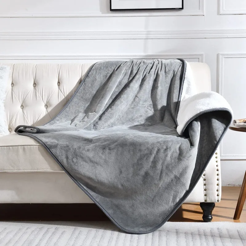 Yaning Couverture Impermée pour Lit et Canapé – Sherpa Double Face Gris, 50x60 pouces