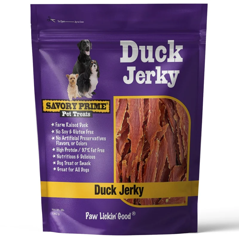 Savory Prime Friandises au Canard Séché pour Chien – 3 Livres, 100% Filet de Canard Frais, Protéines Élevées