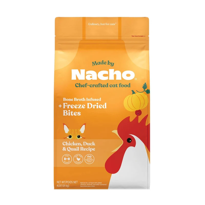 Made by Nacho Croquettes Sèches pour Chat – 4 lb, Poulet Cage-Free et Canard, Protéines Élevées, Ingrédients Limités
