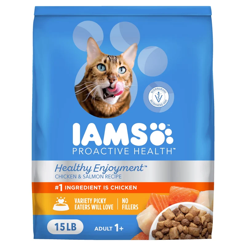 IAMS Healthy Enjoyment Croquettes pour Chats – Poulet et Saumon, 15 lb
