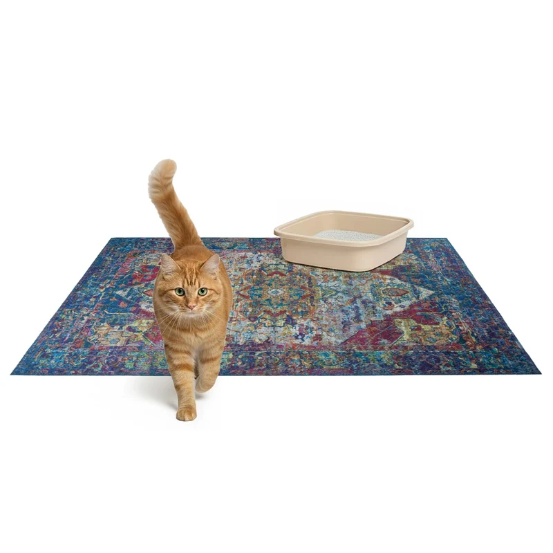 Lovewag Pets Tapis Litière Chat Grand 36x48 – Lot de 2, Imperméable, Antiderapant et Lavable en Machine – Bohemian Jewel