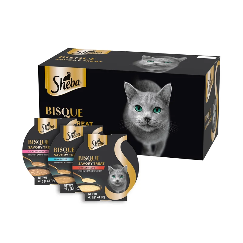 Sheba Bisque Lickable — Friandises pour Chat (Poulet, Thon et Saumon), 24 x 40 g