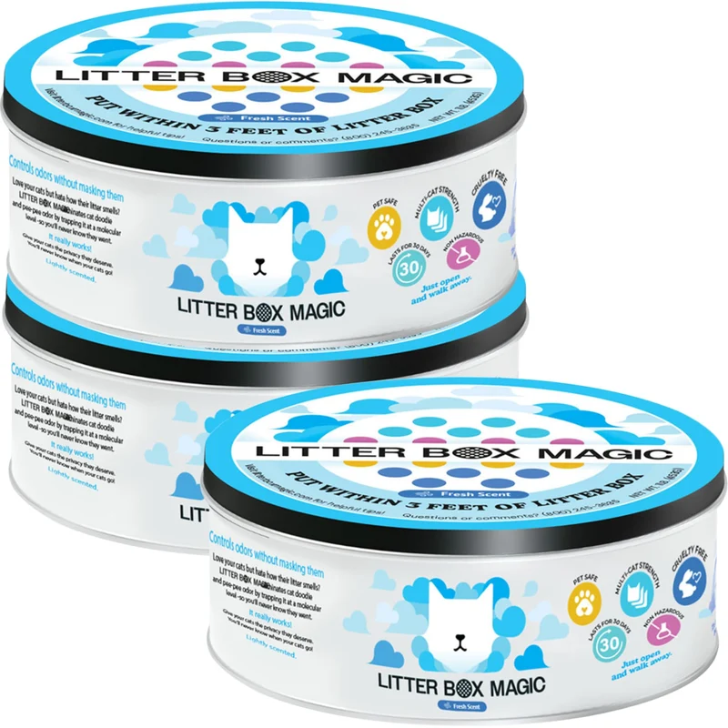 Désodorisant pour litière Litter Box Magic — Gel en pot de 473 ml, lot de 3, parfum frais