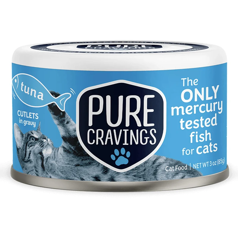 Pure Cravings – Thon en morceaux en sauce pour chats, sans céréales, 12 boîtes