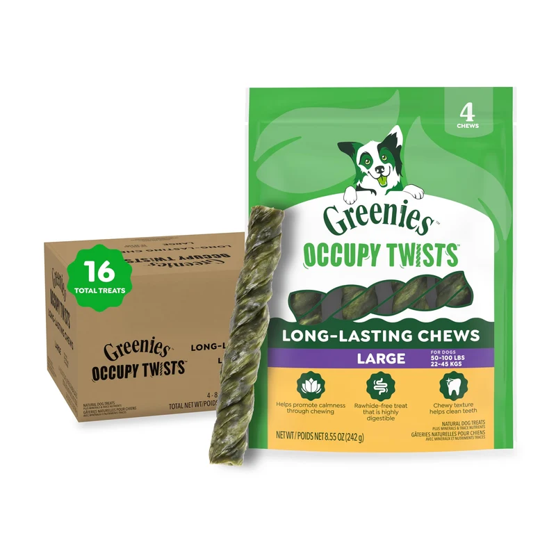 Greenies Occupy Twists – Friandises Naturelles pour Chiens de Grande Taille, Saveur Poulet, 34,2 oz (16 pièces)