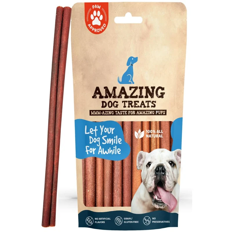 Amazing Dog Treats Bâtonnets de collagène pour chiens 12 pouces — 10 unités, alternative naturelle sans cuir animal