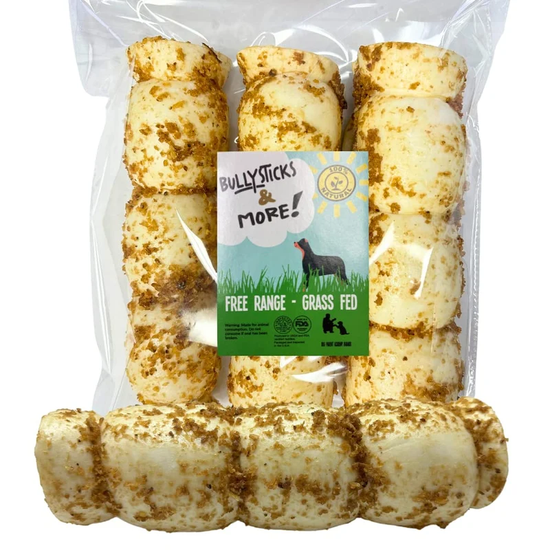 BULLYSTICKS & MORE – Rouleaux de joue de bœuf pour chiens (10-12 pouces)