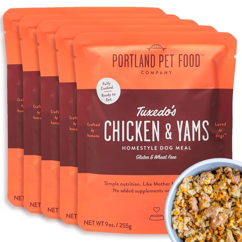 CRAFTED BY HUMANS LOVED BY DOGS – Sachets Frais pour Chien (Poulet & Igname) – Qualité Humaine, Sans Gluten – Lot de 5