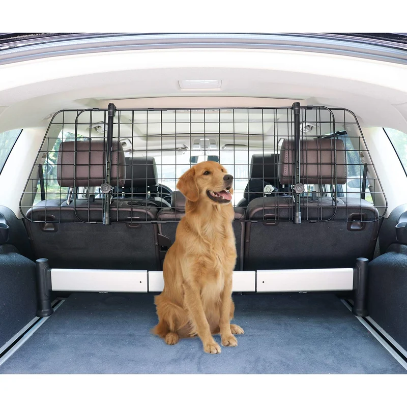 Amazon Basics Barrière Ajustable pour Chien en Voiture – Noir, 57 x 2 x 16 po