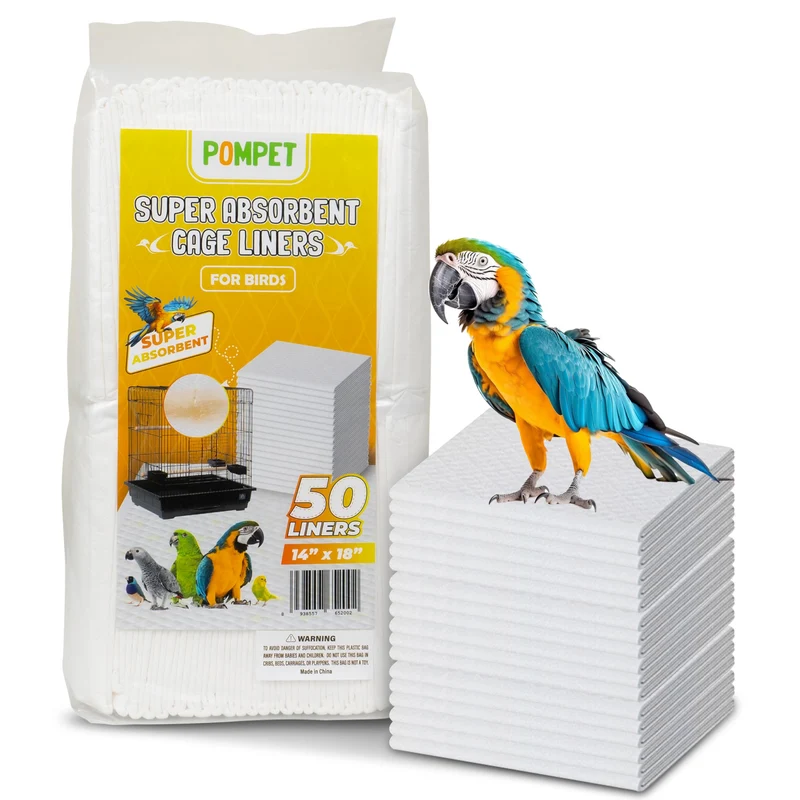 Liners jetables POMPET pour cage d'oiseaux 14x18 – lot de 50, ultra absorbants