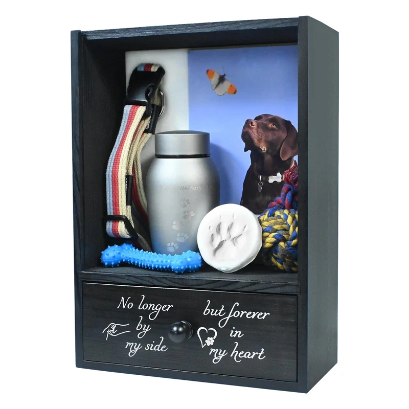 Favonuovy Boîte-Mémoire pour Chien – Cadre Memorial 9,3x13 avec Tiroir Profond