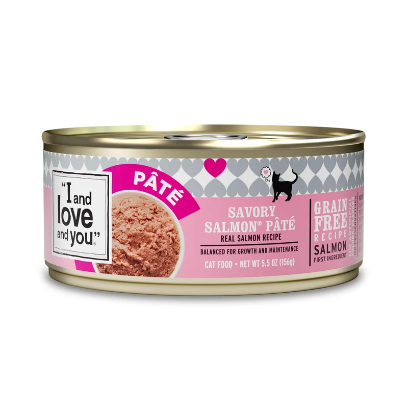 Alimentation humide pour chat I AND LOVE AND YOU – Pâté Savoureux au Saumon, Sans Céréales, Sans Remplissage, Pack 12 x 5,5 oz