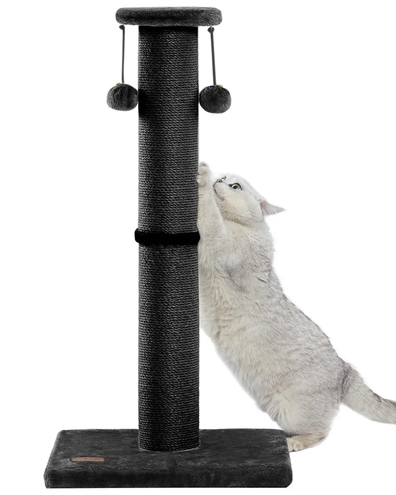 Kilodor Poteau Griffage Chat 34 Pouces – Sisal Diamètre 4,3 Pouces, Balle Interactif, Noir