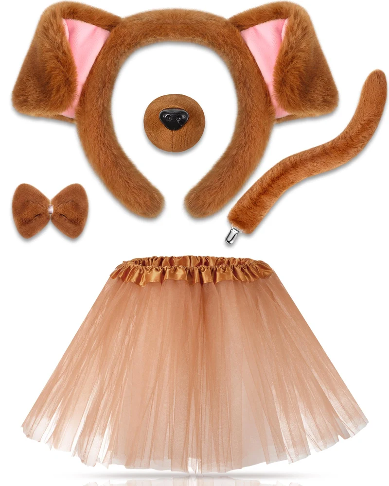 Zhanmai Costume animalier en 7 pièces pour enfant — Chiot avec tutu brun et accessoires