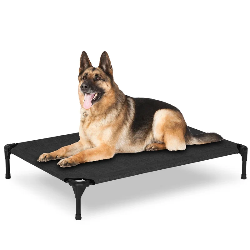 PVY Lit Chien Élevé Extérieur – Grand Couchage surélevé 42x30, Textilene Respirant et Lavable