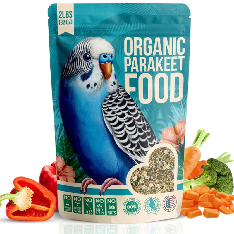 Flocksentials Nourriture Bio pour Perruches — Mélange Premium Sans Colorants ni Additifs — Pour Perruches Ondulées, Inséparables et Perroquets Nains — 2 lb — Fabriqué aux États‑Unis