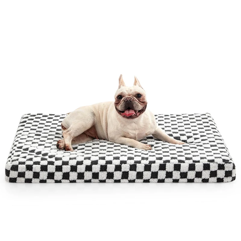 JOEJOY Lit pour chien moyen – Matelas orthopédique 30x20, housse lavable gris plaid