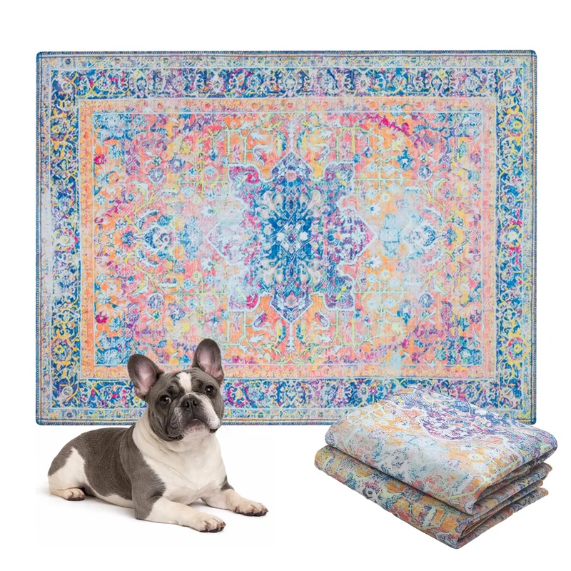 Tapis lavables Lovewag Pets pour chien – 91 x 122 cm, Imperméables, Anti-glisse, Ultra absorbants, Réutilisables et lavables en machine – Lot de 2 – Marmalade Sunshine