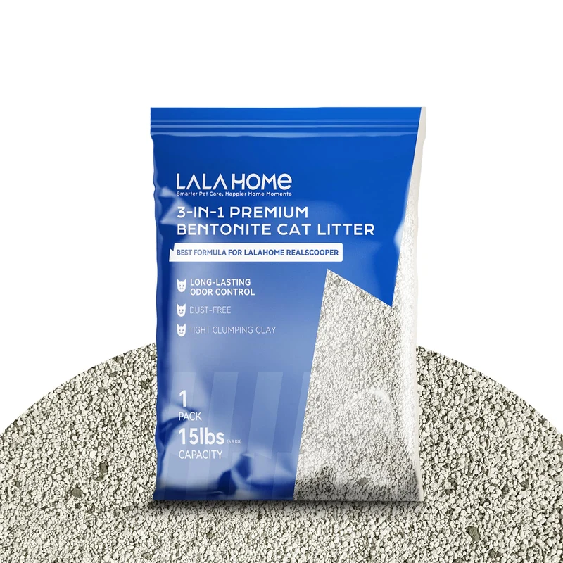 LALAHOME Litière Chats Agglomérante – Bentonite Premium, Sans Poussière, Contrôle Odeurs 10 Jours, 15 lb