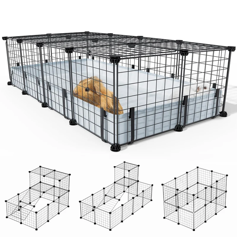 BUCATSTATE Cage 20 panneaux pour cochons d’Inde – Enclos métal avec tapis étanche 47"L x 24"W x 12"H
