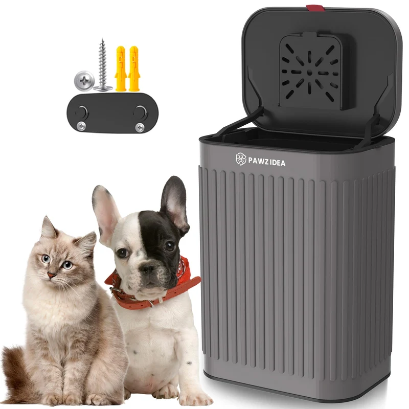 PAWZIDEA Poubelle murale 2,1 gal pour déjections de chien – contrôle des odeurs extérieur avec charbon actif