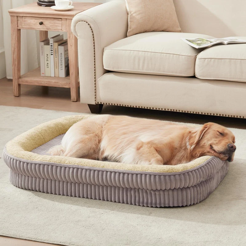 DEBANG HOME Lit orthopédique ovale pour chiens de taille moyenne – Nid d’abeille, quatre côtés, housse lavable