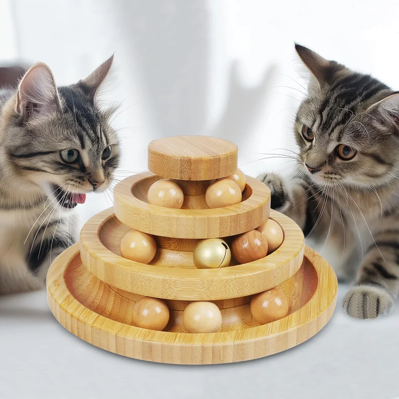 DoogCat Tour-balles Chat 3 Niveaux – 9 Balles Amovibles | Jouet Interactif
