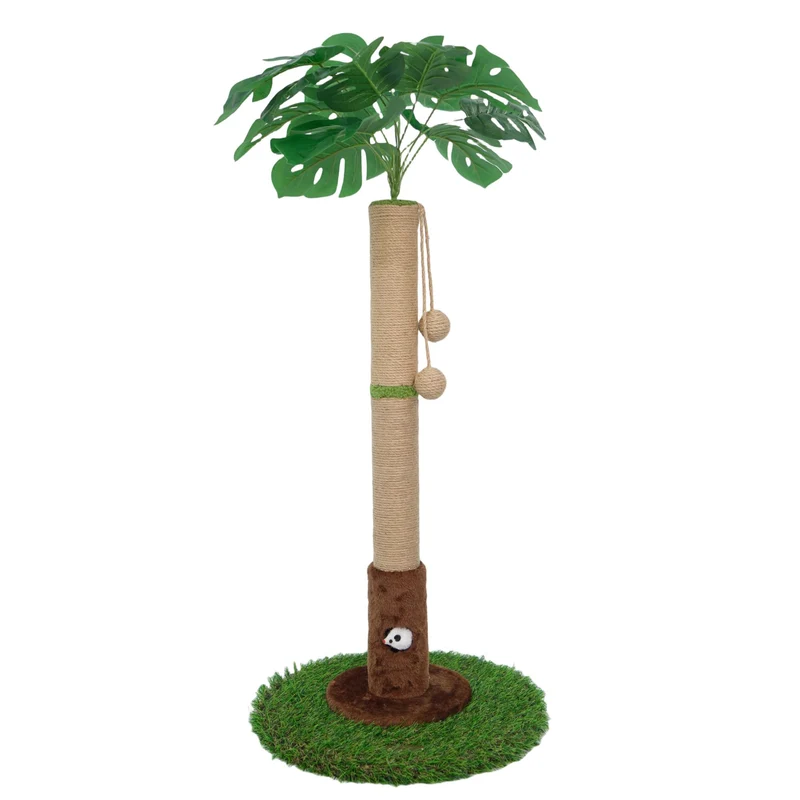Woochpet Post Grattoir pour Chats Intérieurs – Arbre Palmier 90 cm avec Boules Pendantes
