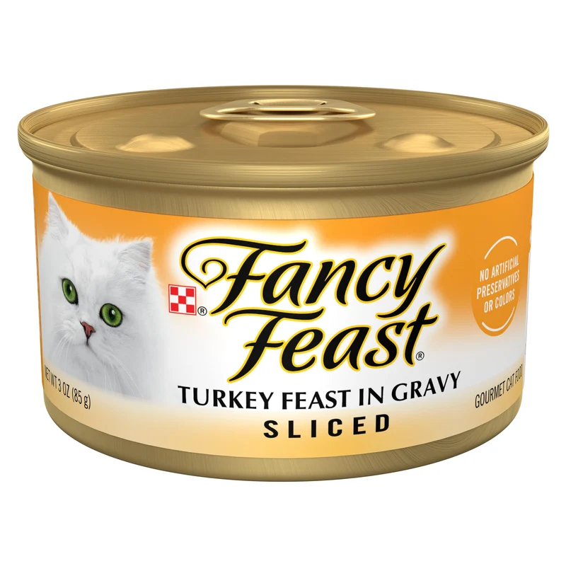 Purina Fancy Feast Dinde Tranchée en Sauce — Nourriture humide pour chat adulte, lot de 24 boîtes 85 g