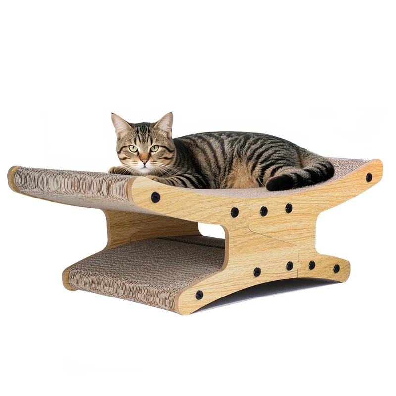 Olurrsia Grattoir pour Chat Réversible — Grand Plateau en Carton Durable et Hamac de Repos
