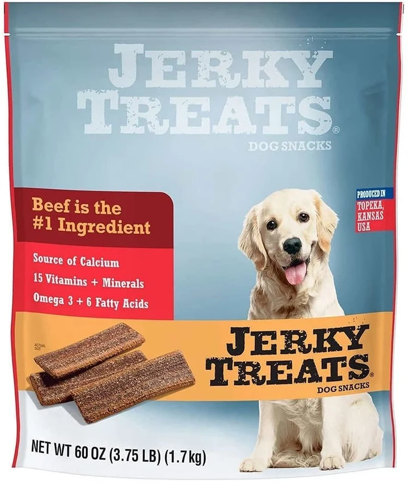 Jerky Treats Tranches Boeuf Tendres pour Chien – Friandises 60 oz, Recette Améliorée, Boeuf Américain