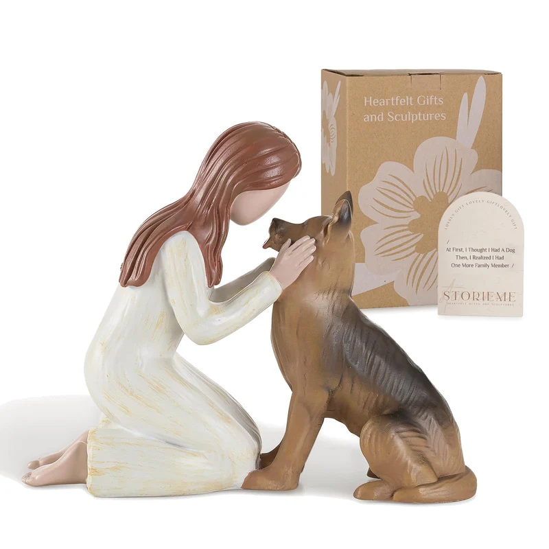Storieme – Figurine Berger Allemand pour femmes | Cadeau commémoratif chien, souvenir d'amitié et de loyauté (7,2 pouces x 5,7 pouces)