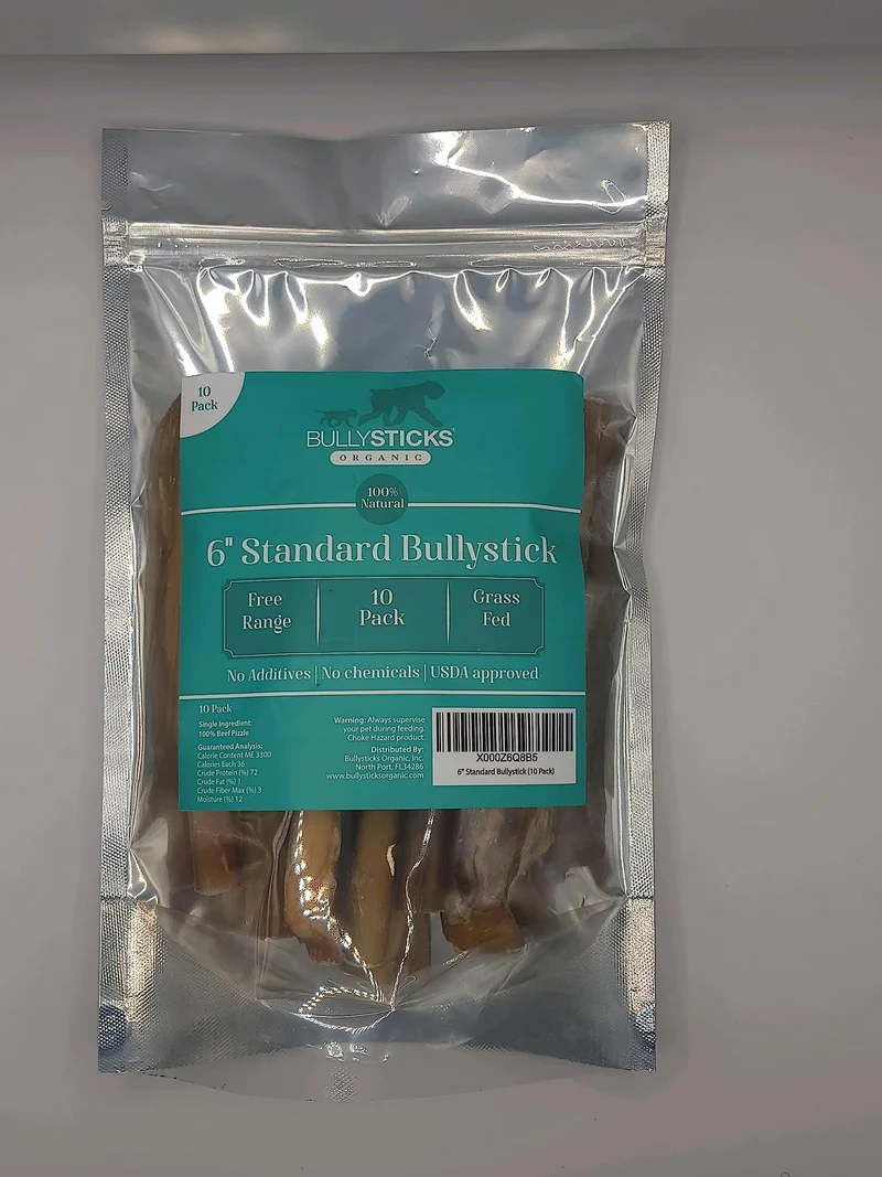 Bullysticks Organic Standard – Bâtons 6-pouces pour Chiens | Friandises Naturelles Sans Odeur
