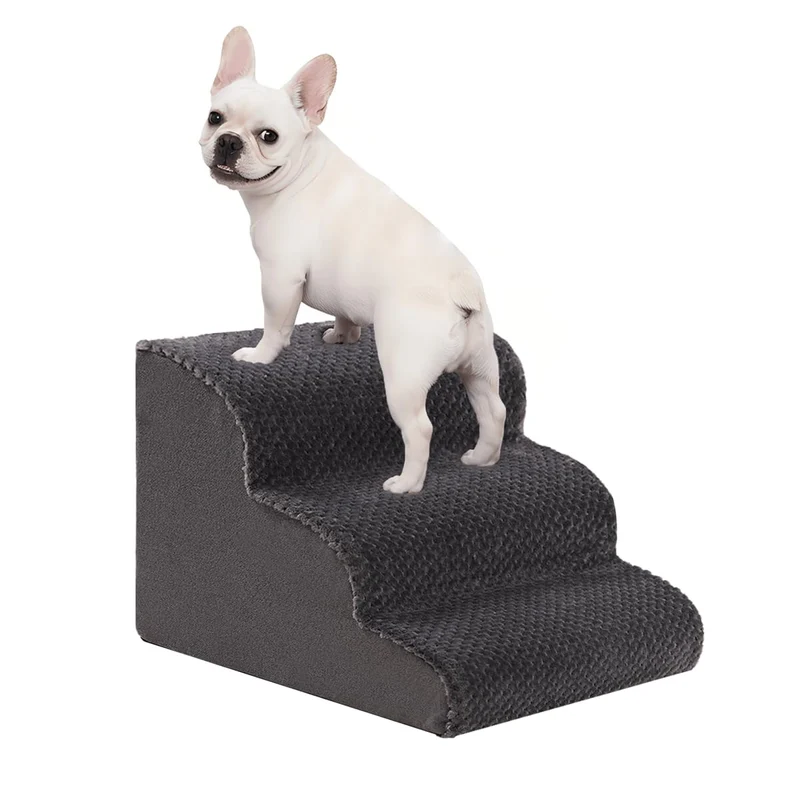 Oiilores Escaliers pour Petit Chien – 15-pouces, 3 Marches, Anti-Dérapant, Housse Lavable