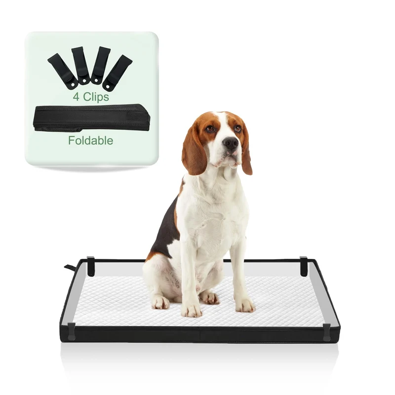 HQ4US 4LEGS Grand Porte-Tapis Pipi Portable pour Chiens 33x23 pouces – Clips de Fixation, Étanche, Nettoyage Facile