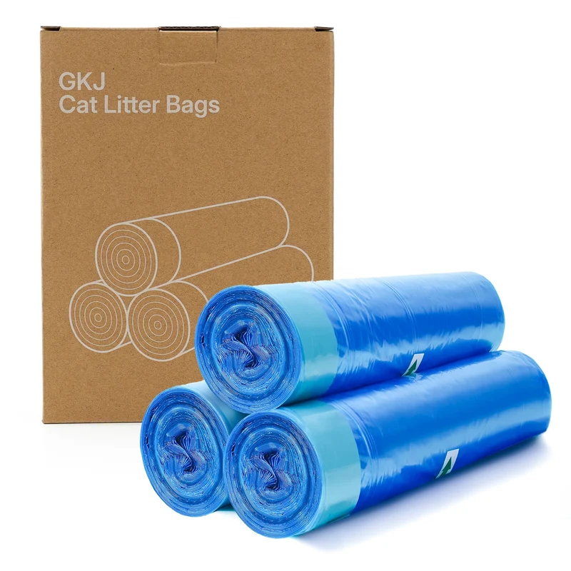 GKJ Sacs Litière pour Chat – Lot de 48 pièces (12 mois), barrière d’odeur EVOH 7 couches, fermeture à traction