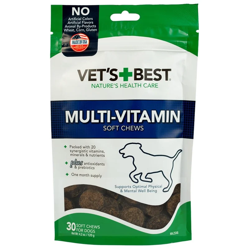 Vet's Best Multivitamine Soft Chews pour Chiens – Santé Globale et Vitalité – 30 Jours