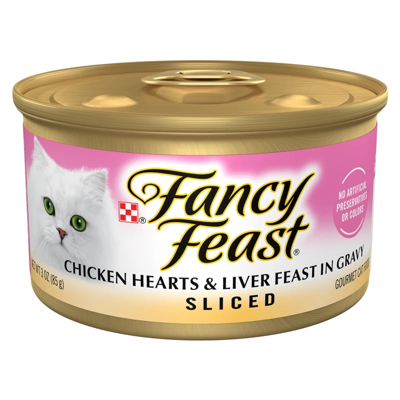 Fancy Feast – Cœurs de poulet et foie en sauce, morceaux, 24 boîtes de 85 g (3 oz)