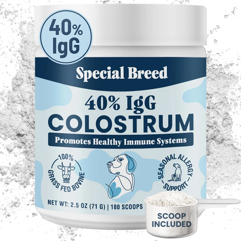 Special Breed Colostrum 40% IgG pour Chiens – Nourri à l’herbe, Sans additifs, 2,5 oz, Fabriqué aux États‑Unis
