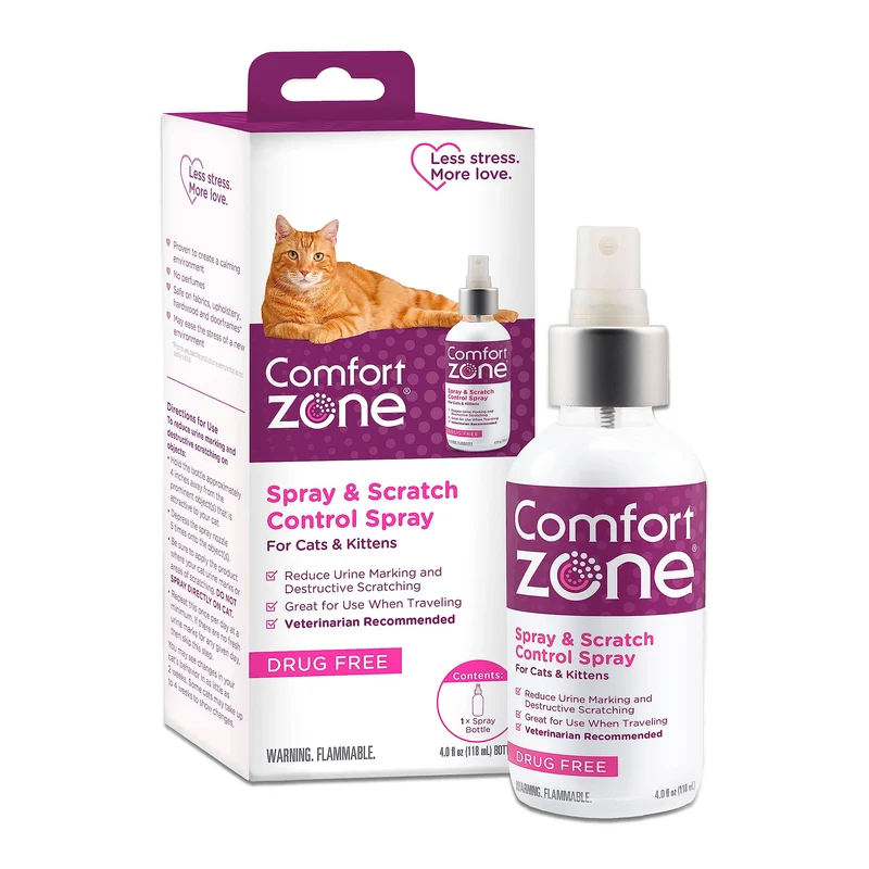 Comfort Zone Chat – Spray Pheromones Calmant 4 oz: Réduction des griffures et marquages