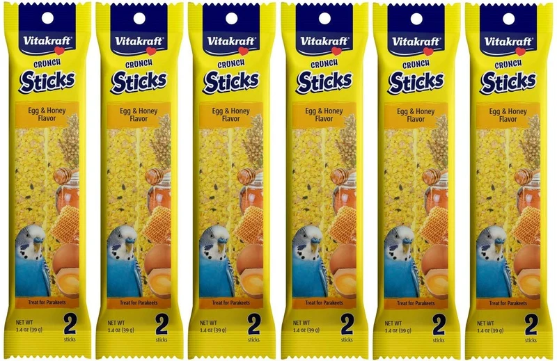 Vitakraft 6 bâtonnets croustillants œuf et miel pour perruches – 2 bâtonnets par paquet, cuits trois fois