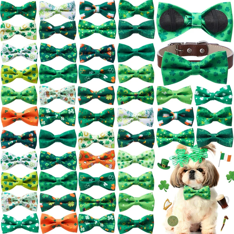 Hillban 50 Noeuds Colier Chien Saint-Patrick – Accessoires Festifs Trèfle et Motifs Irlandais