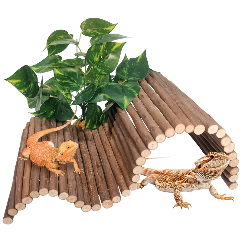 AGGQQA Pont Cache-Reptile en Bois – Accessoire Grand pour Dragon Barbu, Tortues et Lézards