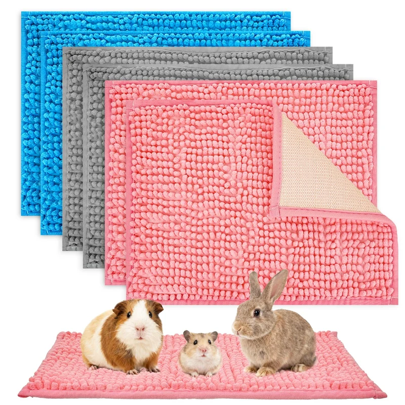 TINSKY: 6 Draps de Cage en Polaire 16x24 pour Cochon d'Inde - Tapis de Litière Réutilisables